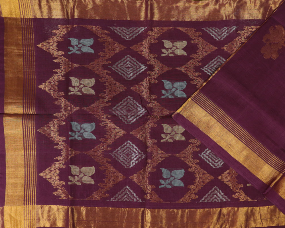 Byzantine violet handloom Rajahmundry fancy cotton saree