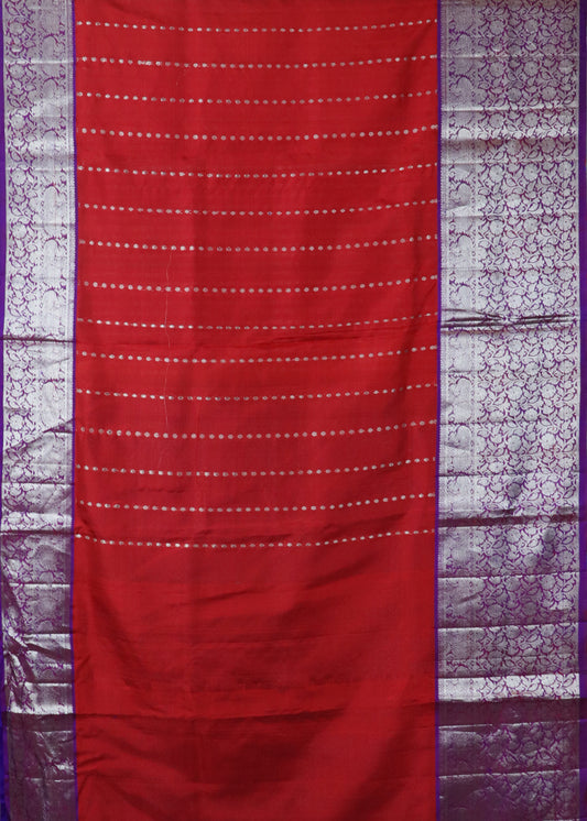 Barn red color handloom madhavaram silk saree