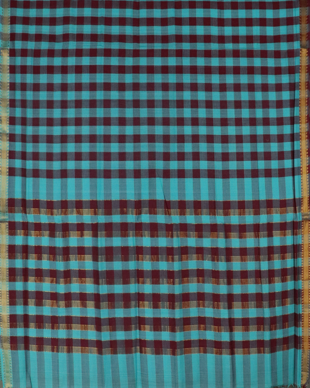 Turkish blue color mangalagiri cotton saree