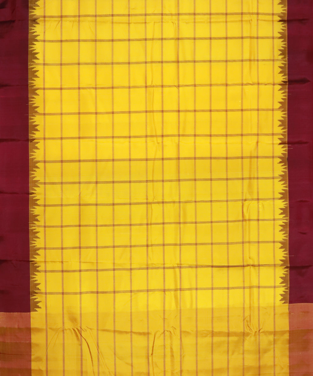 Yellow color handloom Gadwal Silk saree