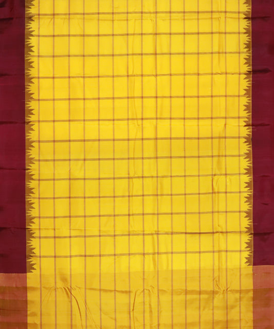 Yellow color handloom Gadwal Silk saree