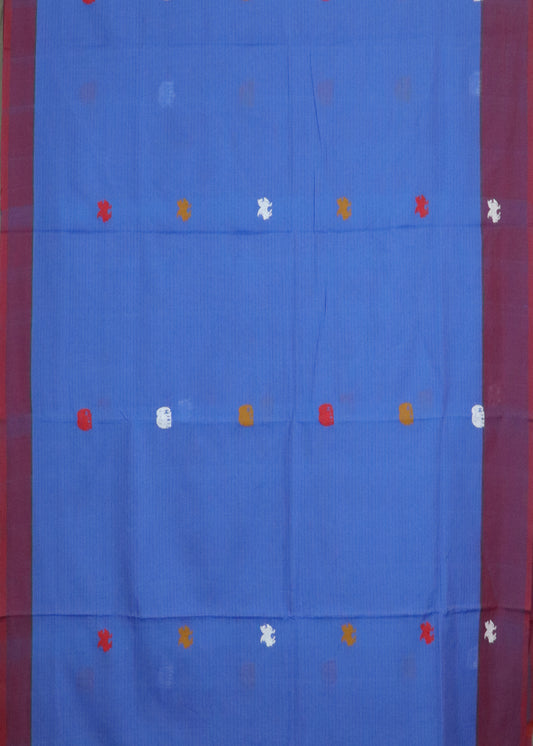 Sapphire blue color gollabhama cotton saree