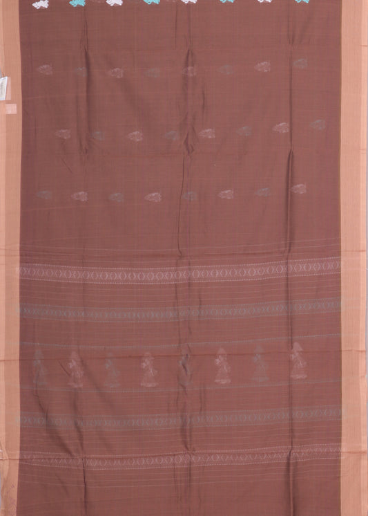 Cinnamon brown color gollabhama cotton saree