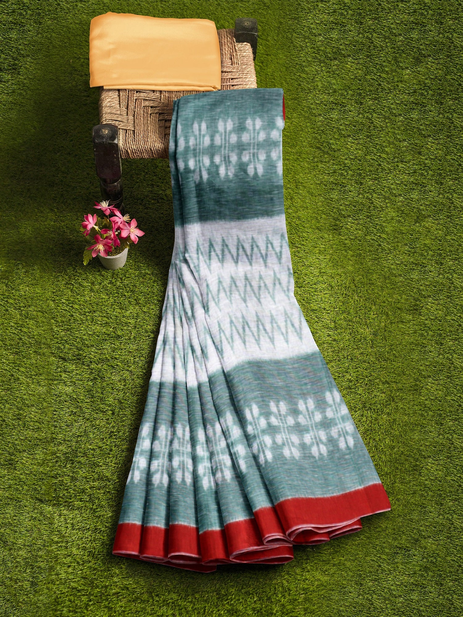 Linen ikat handloom sarees