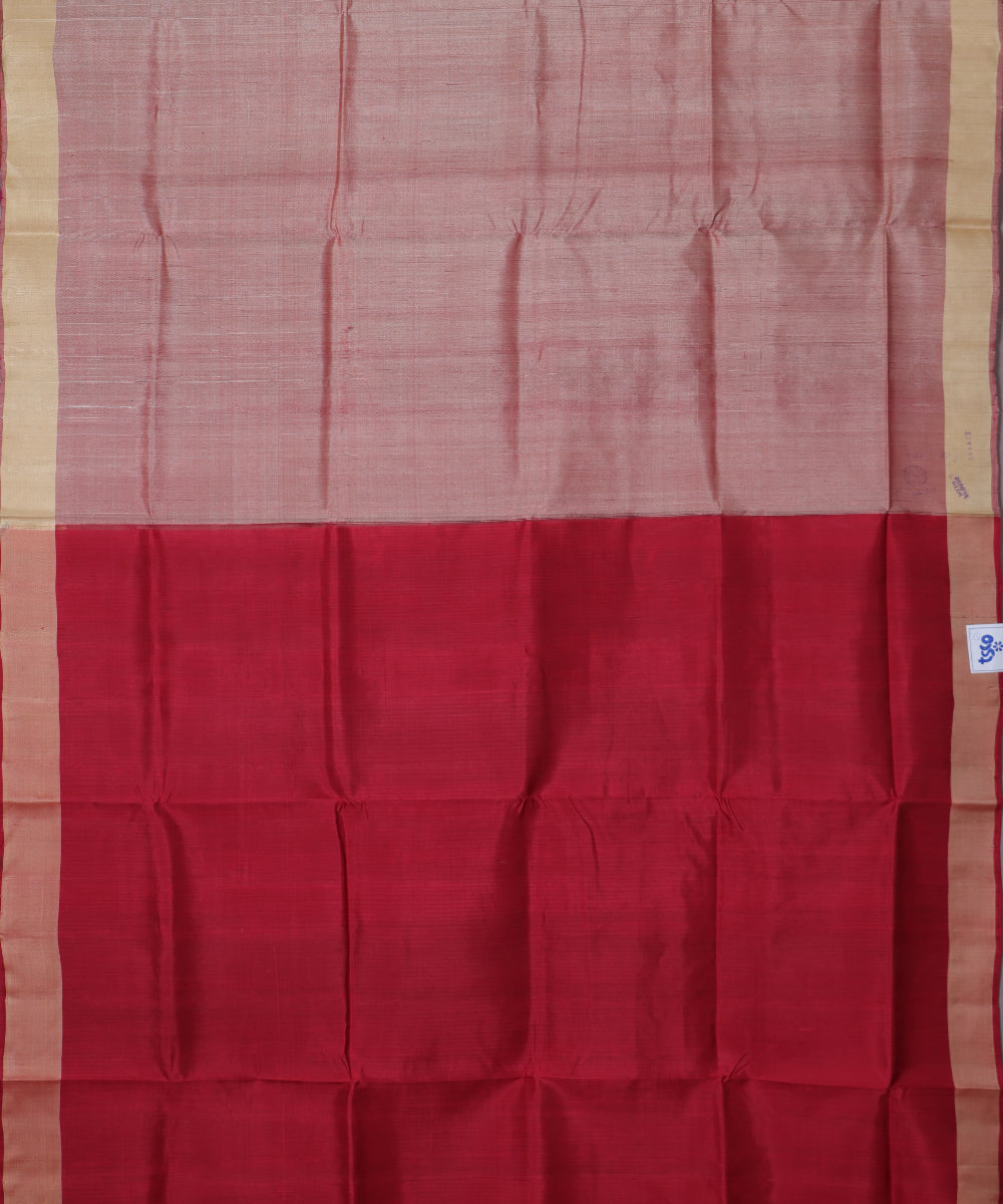 Redwood red color handloom tussar silk saree