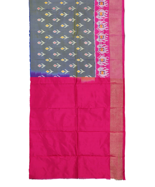 Multi-color handloom silk ikath pavada