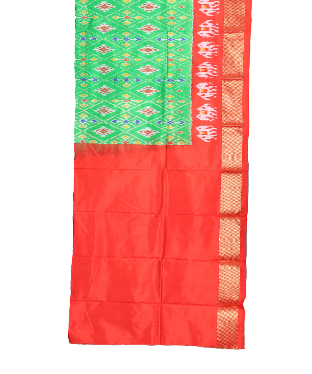 Green color handloom silk ikath pavada