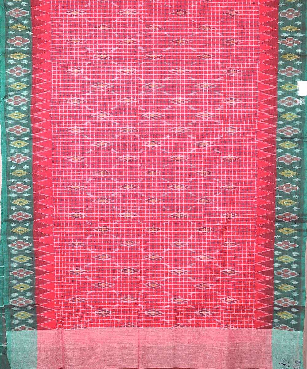 Crimson red color pochampally mercerised muthyampet cotton saree