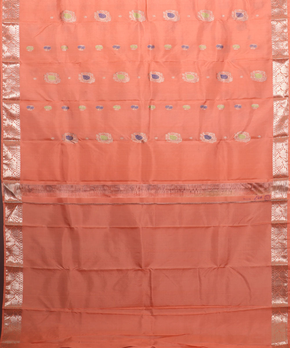 Salmon shade handloom pitambari silk saree