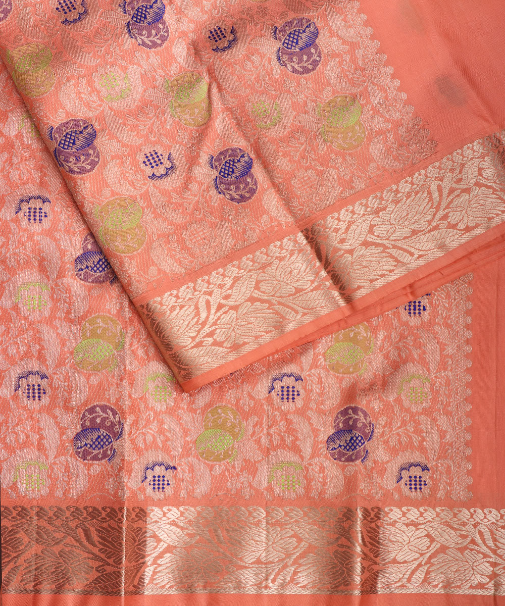 Salmon shade handloom pitambari silk saree