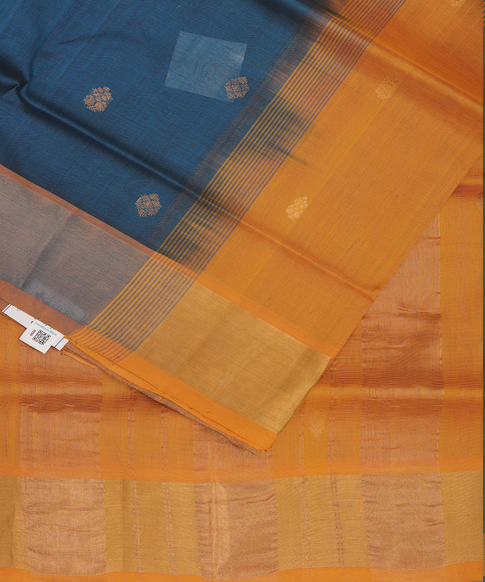Prussian blue color handloom madhavaram sico saree