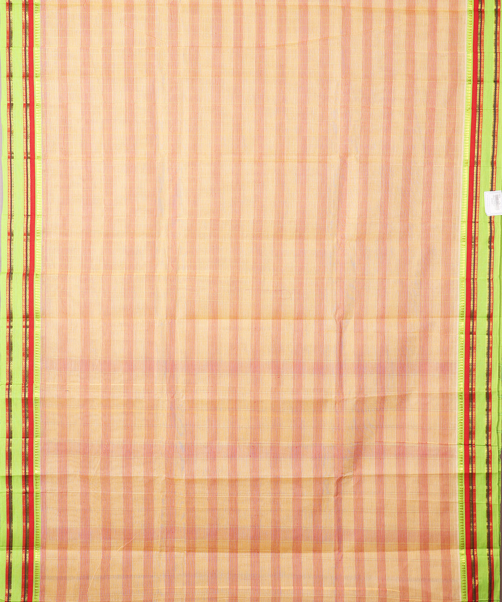Peach color handloom narayanpet cotton saree