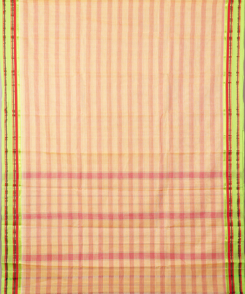 Peach color handloom narayanpet cotton saree