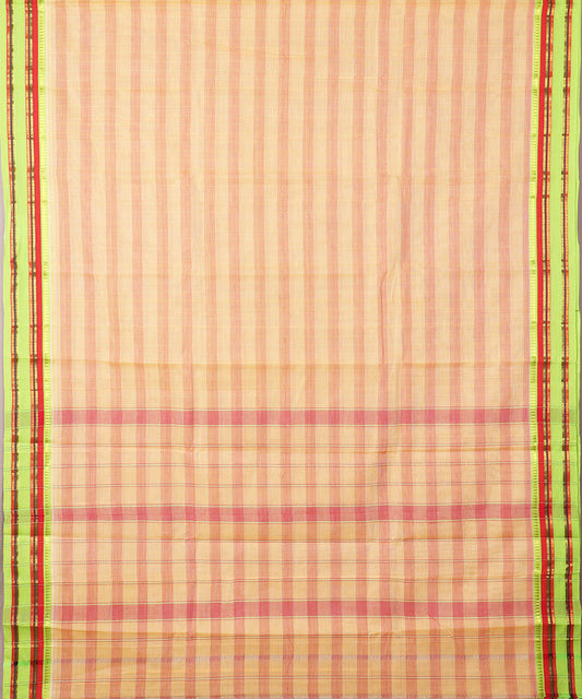 Peach color handloom narayanpet cotton saree
