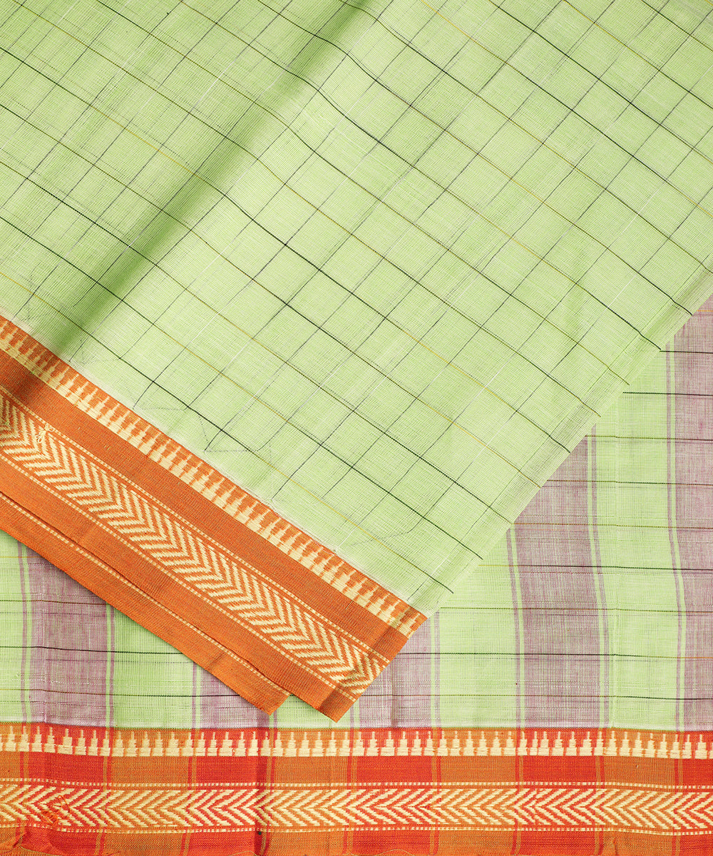 Mint green color handloom narayanpet cotton saree