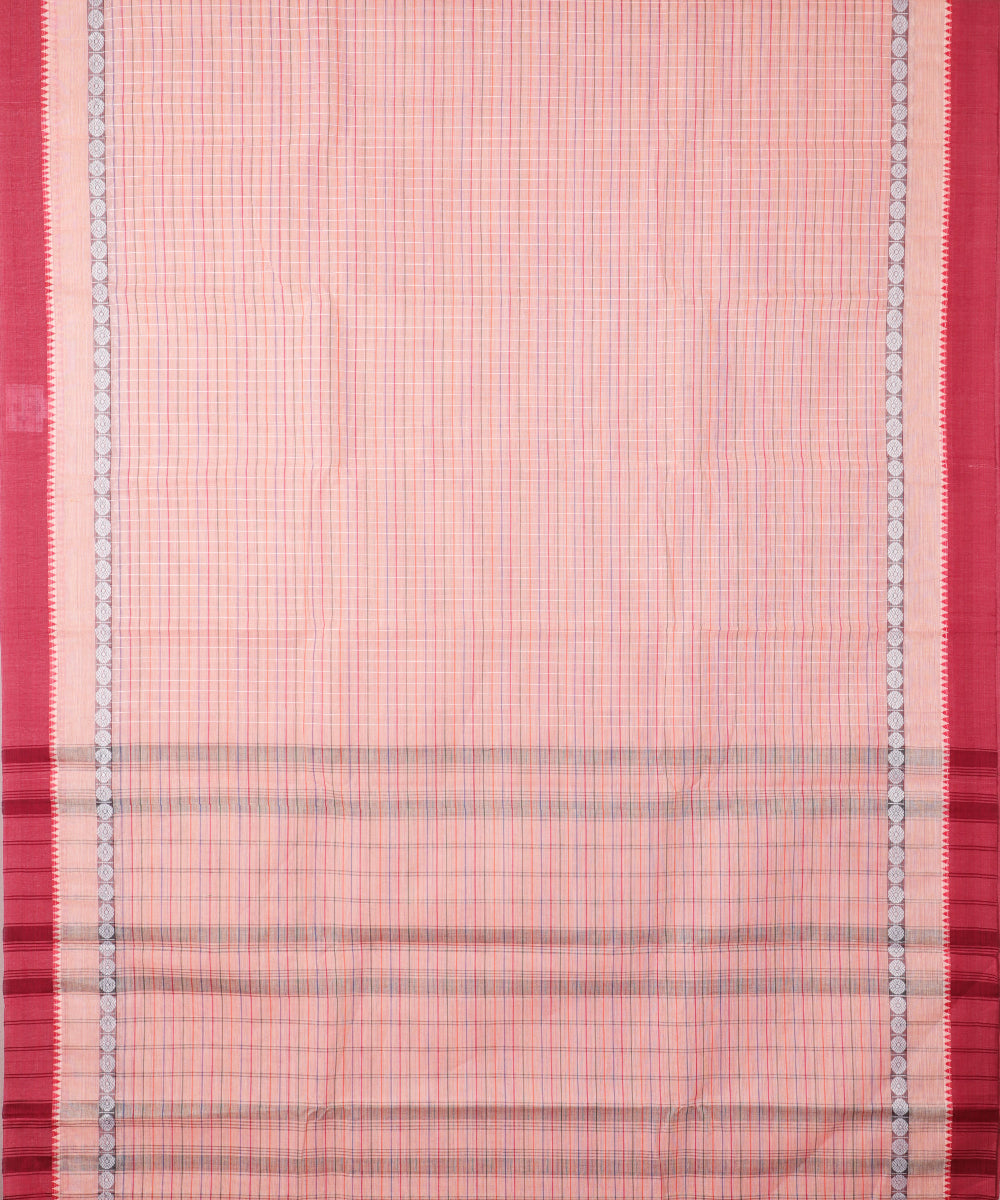 Salmon red color handloom narayanpet cotton saree