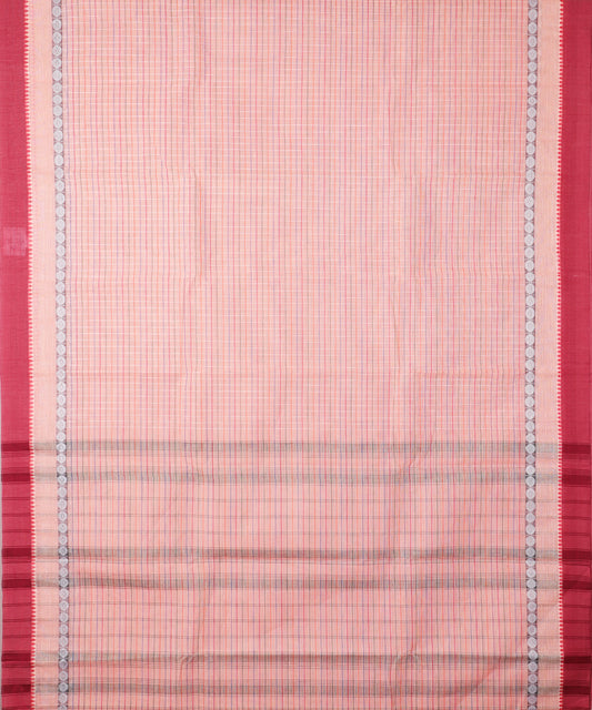 Salmon red color handloom narayanpet cotton saree