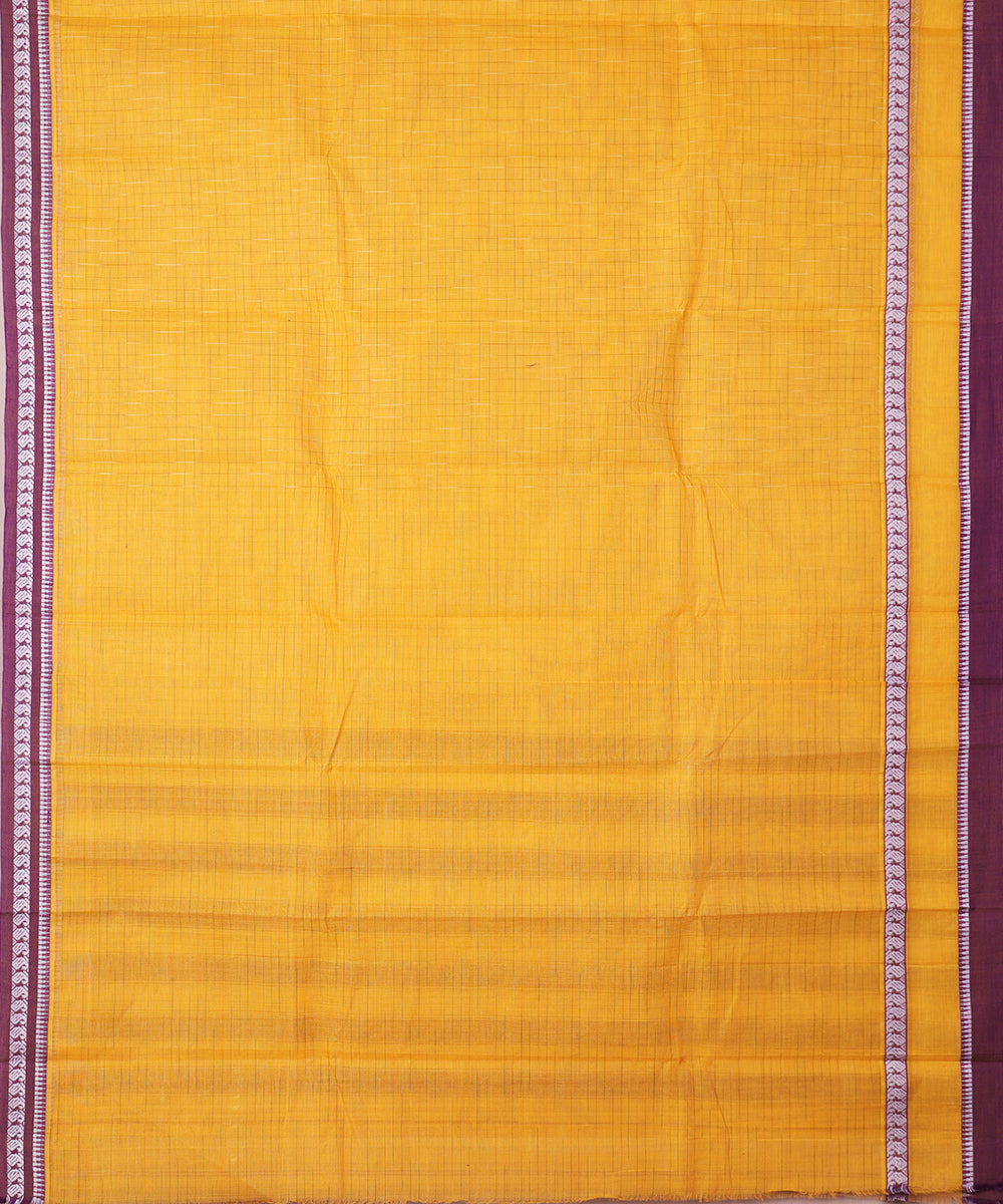 Cyber yellow color handloom narayanpet cotton saree