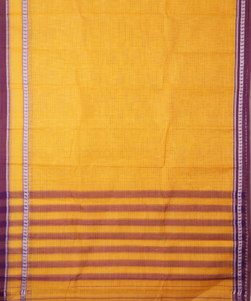 Cyber yellow color handloom narayanpet cotton saree