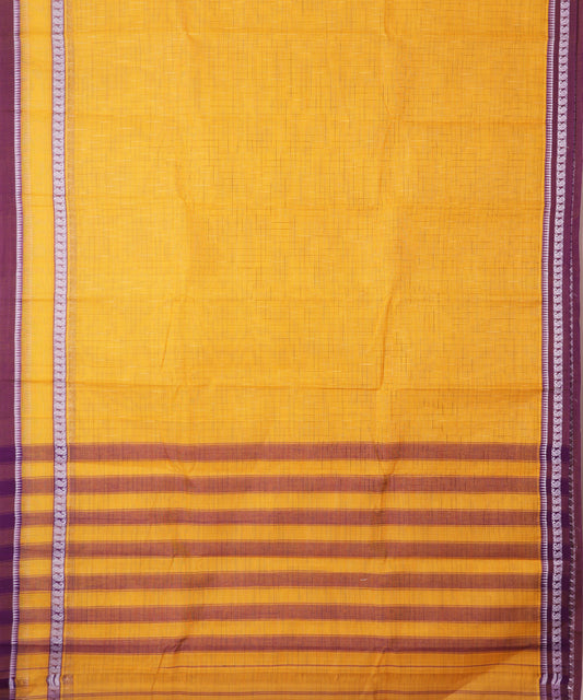 Cyber yellow color handloom narayanpet cotton saree