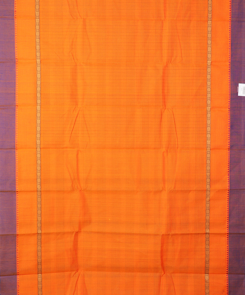 Pumpkin orange color handloom narayanpet cotton saree
