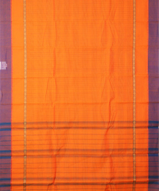 Pumpkin orange color handloom narayanpet cotton saree