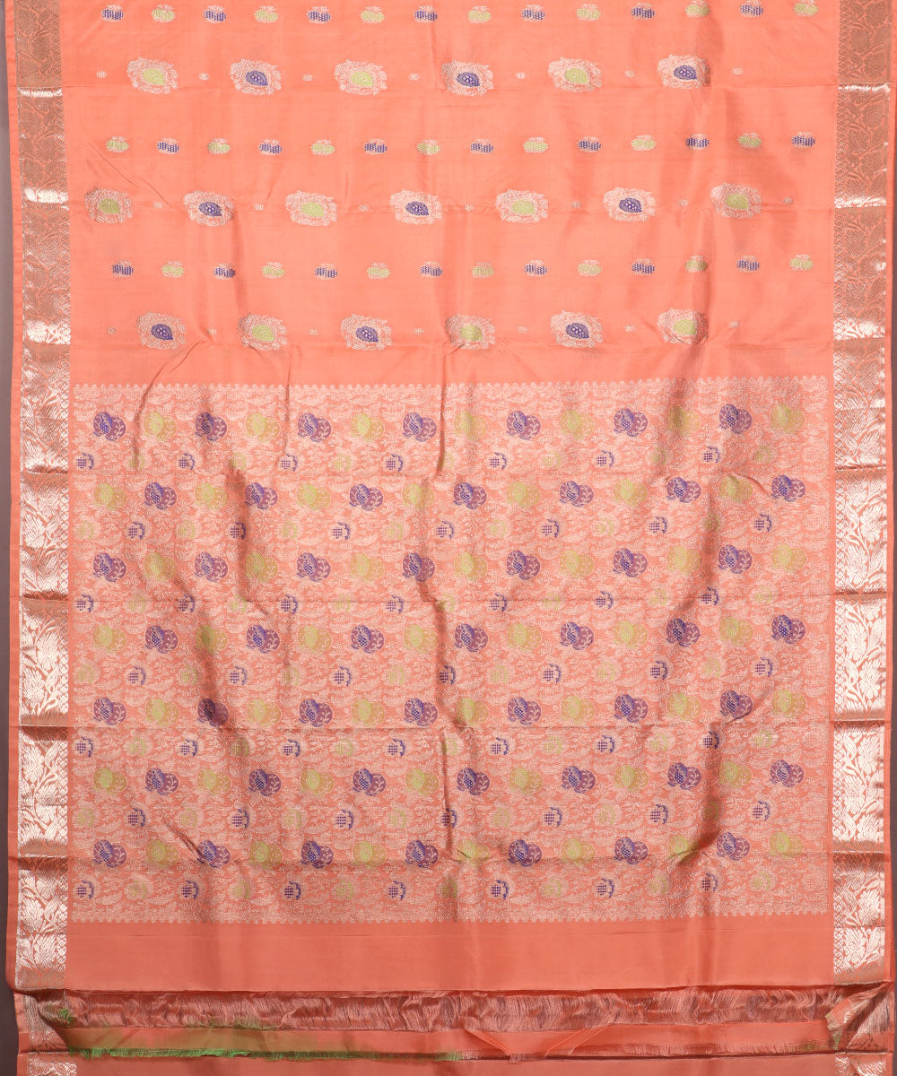 Salmon shade handloom pitambari silk saree