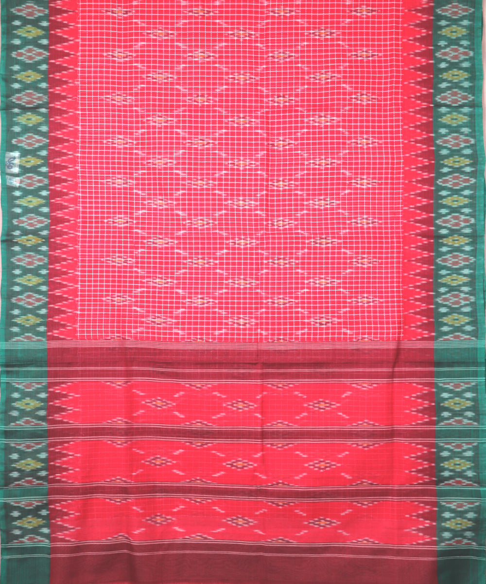 Crimson red color pochampally mercerised muthyampet cotton saree