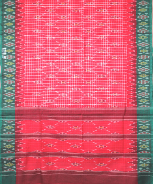 Crimson red color pochampally mercerised muthyampet cotton saree