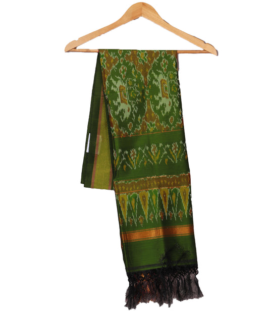 Fern green handloom ikat sico dupattas