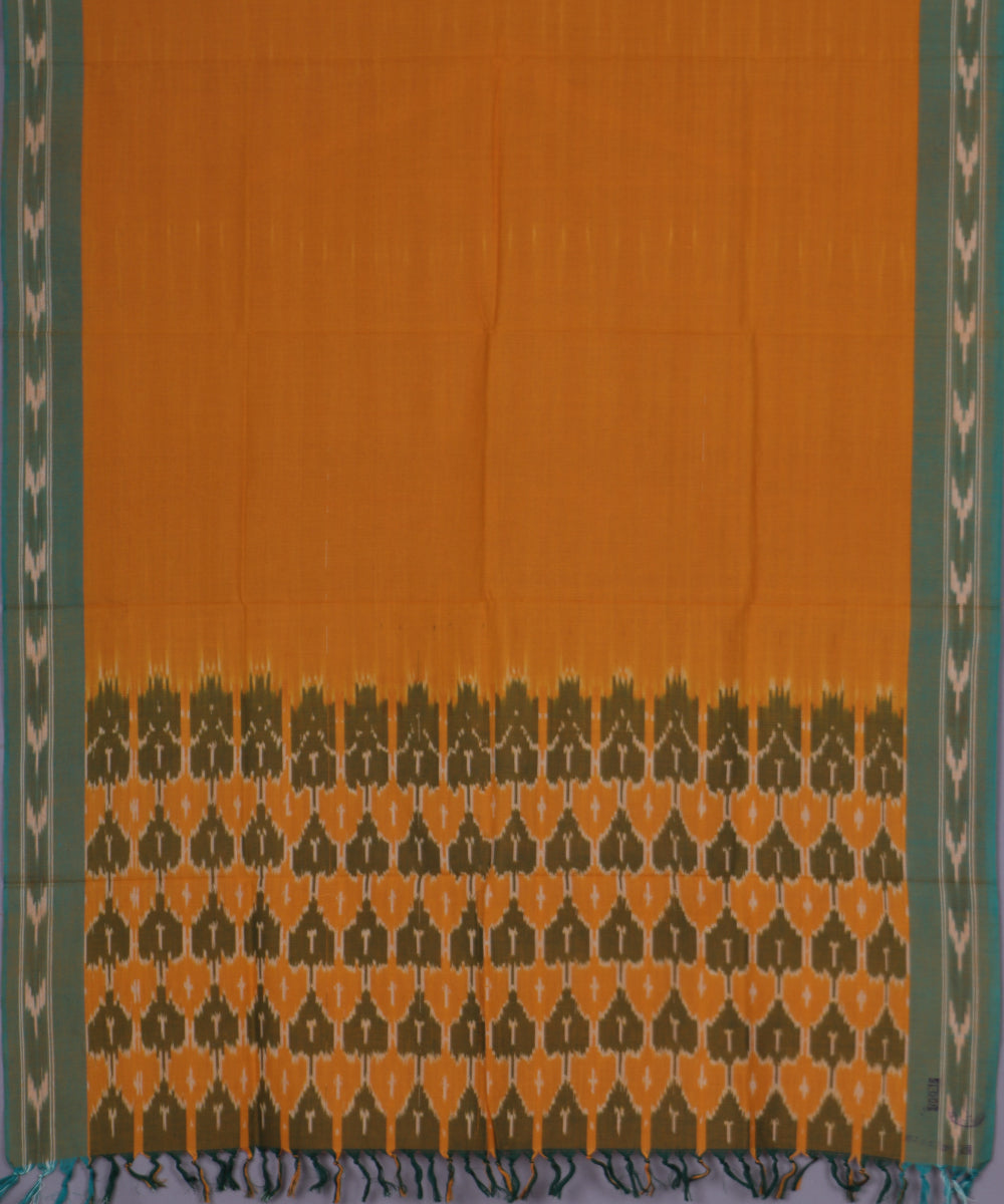 Ochre orange color handloom cotton dupatta