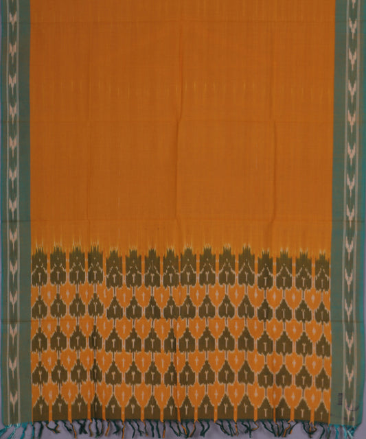 Ochre orange color handloom cotton dupatta