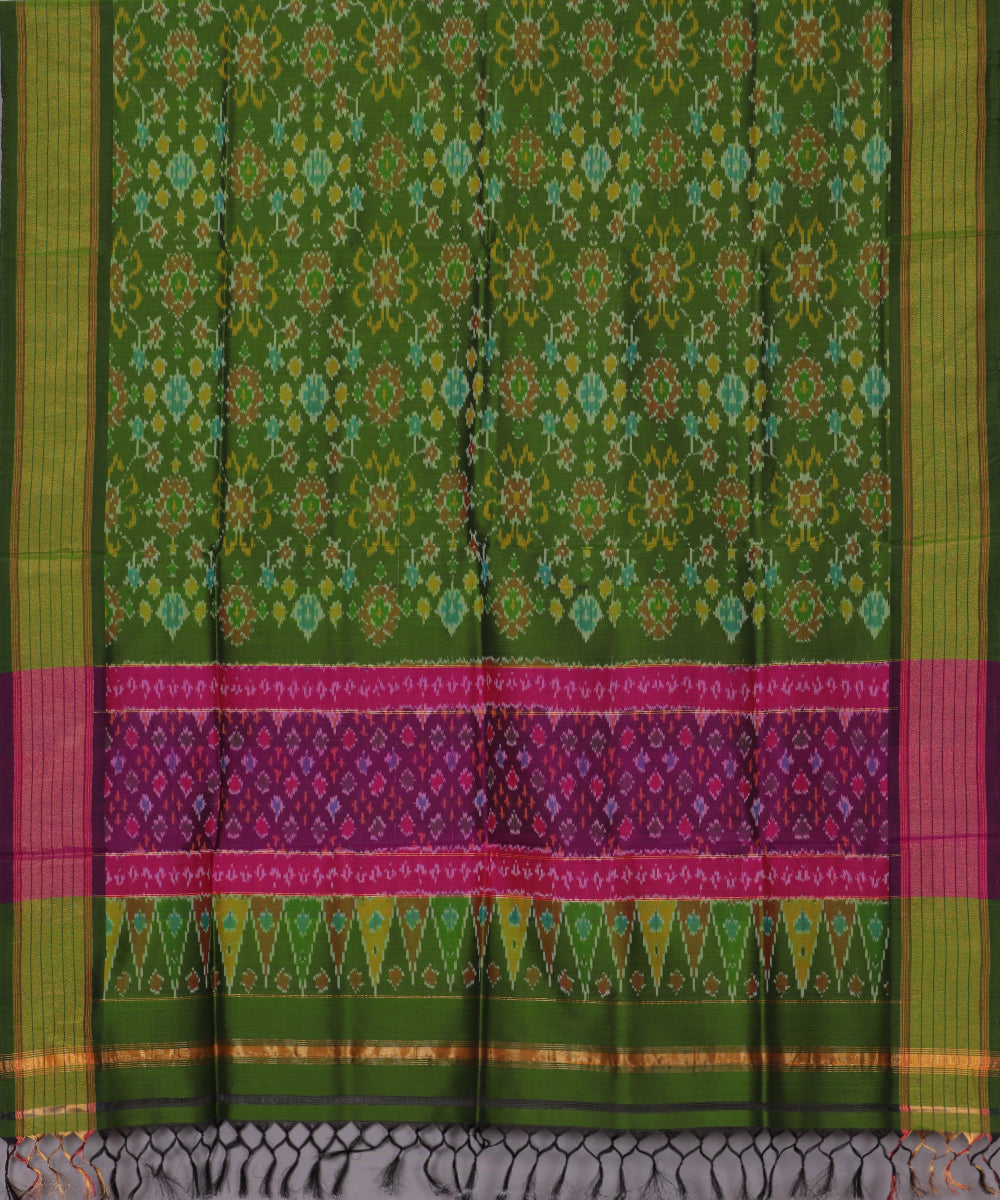 Fern green handloom ikat sico dupattas