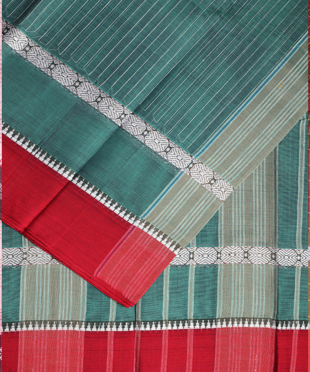 Jungle green color handloom narayanpet cotton saree