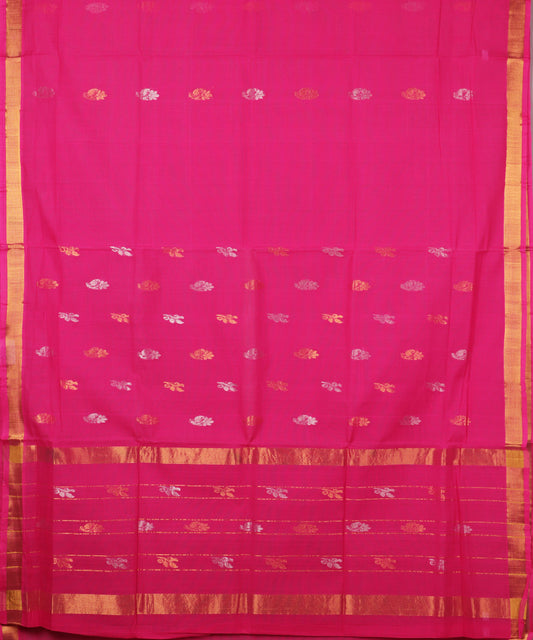 Cerise pink color handloom venkatagiri cotton saree