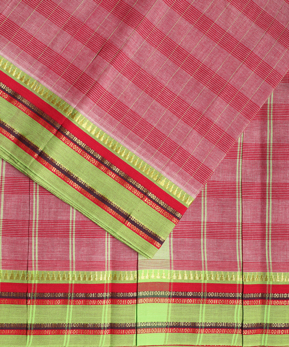 Mulberry color handloom narayanpet cotton saree