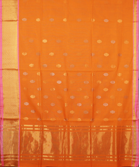 Apricot orange color handloom venkatagiri cotton saree