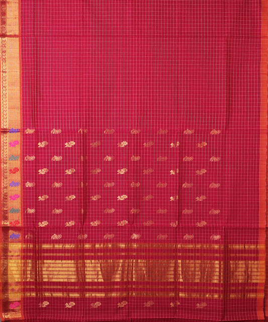 Ruby pink color handloom venkatagiri cotton saree