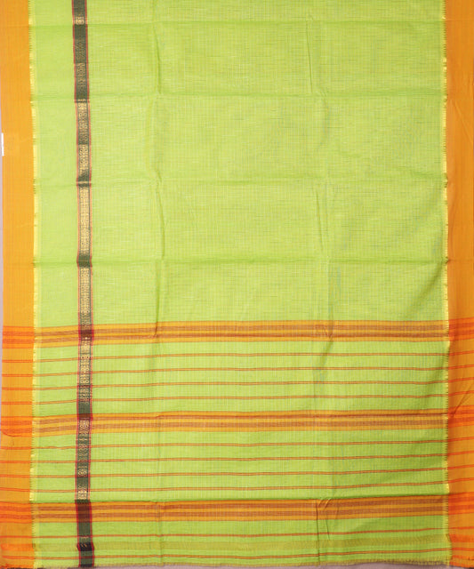 Parrot green color handloom narayanpet cotton saree