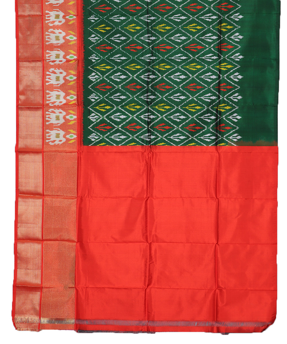 Sacramento green color handloom silk ikath pavada