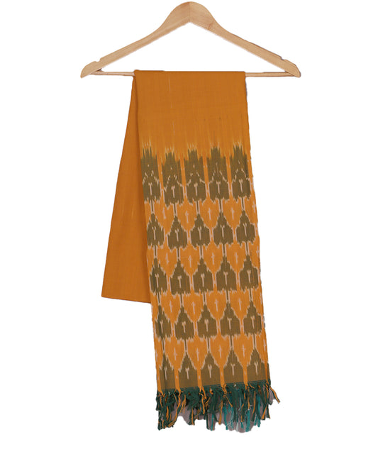 Ochre orange color handloom cotton dupatta