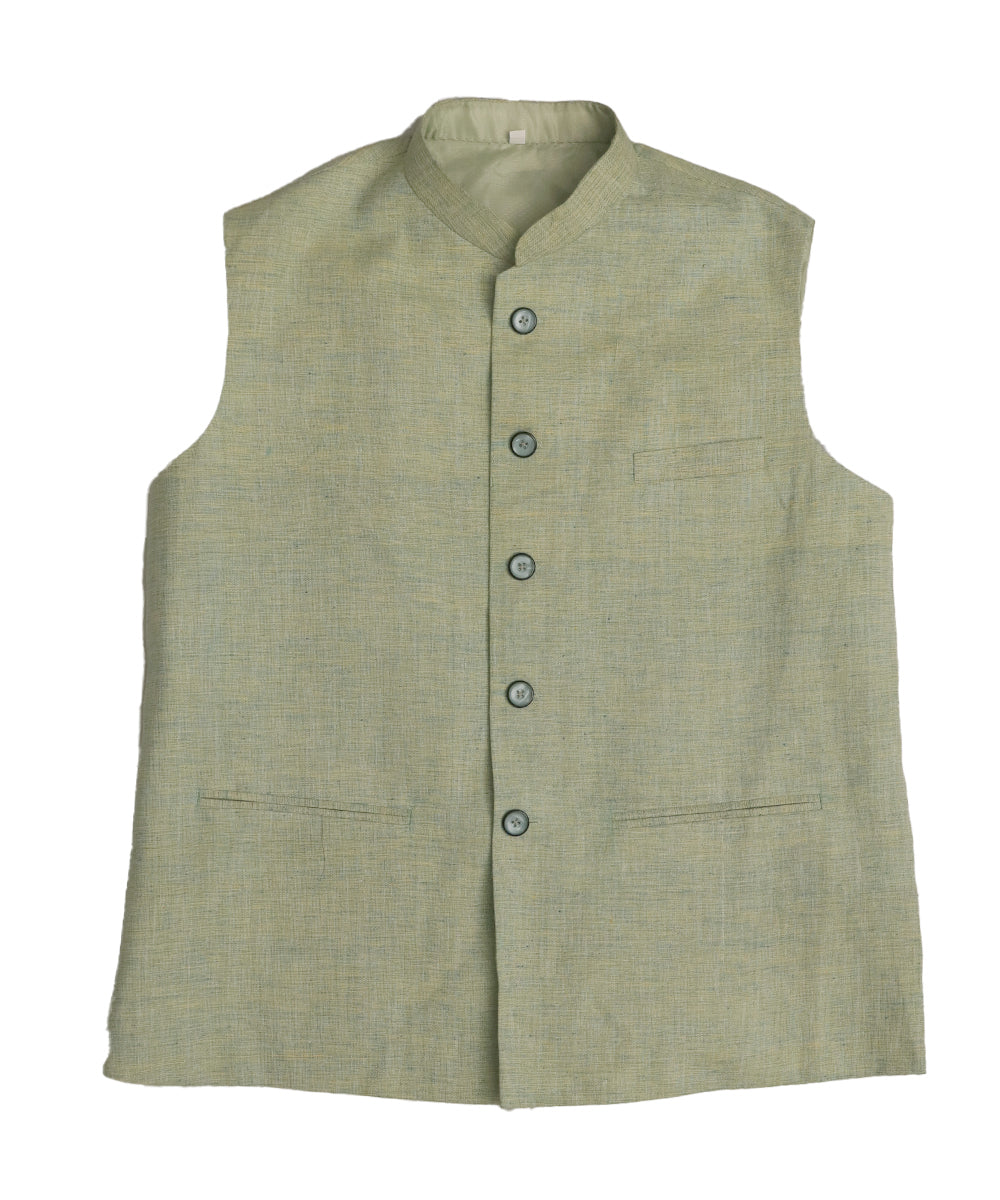 Sage green shade Handloom khadi sadri