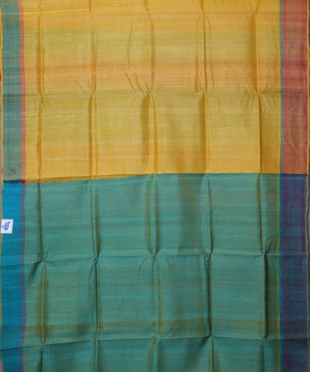 Tuscany yellow color handloom tussar silk saree