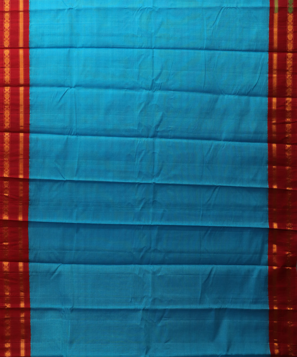 Olympic blue color Gadwal cotton saree