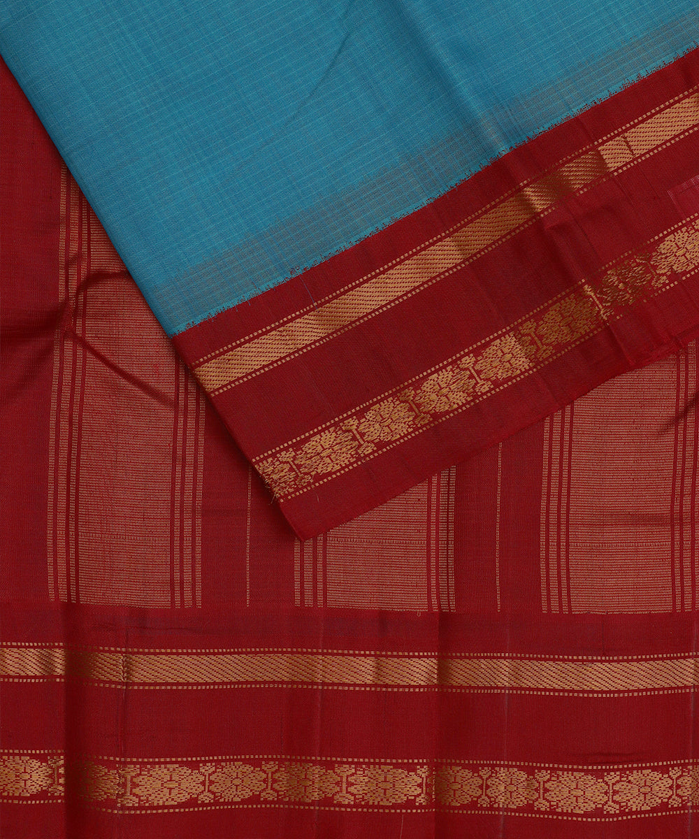 Olympic blue color Gadwal cotton saree