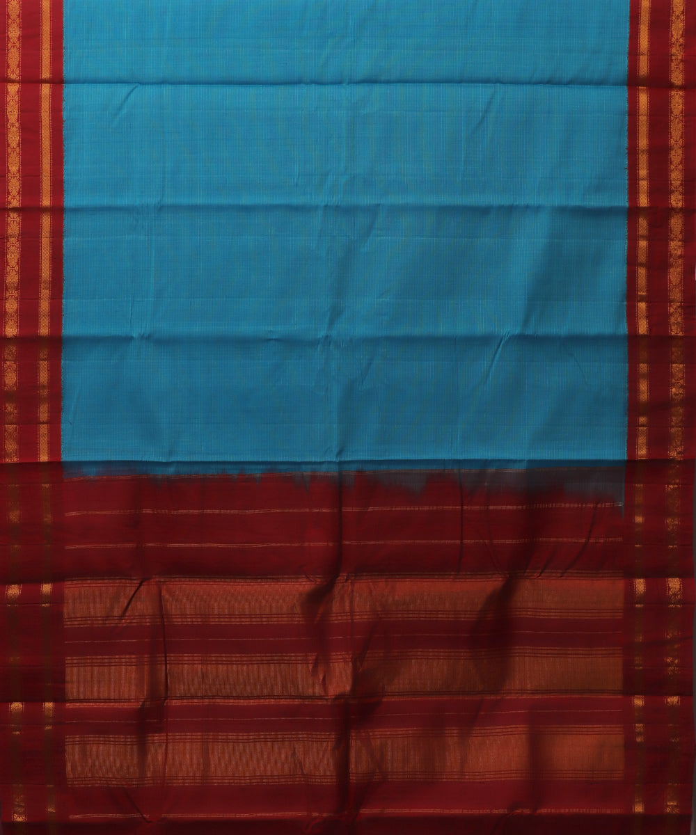 Olympic blue color Gadwal cotton saree