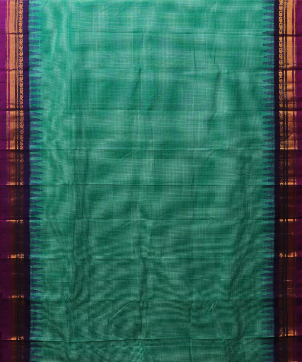 Sea green color Gadwal cotton saree