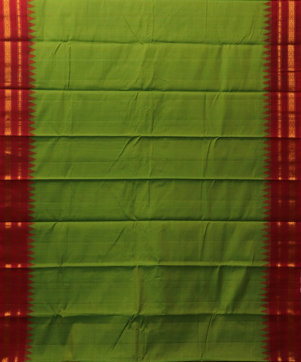 Olive green color Gadwal cotton saree