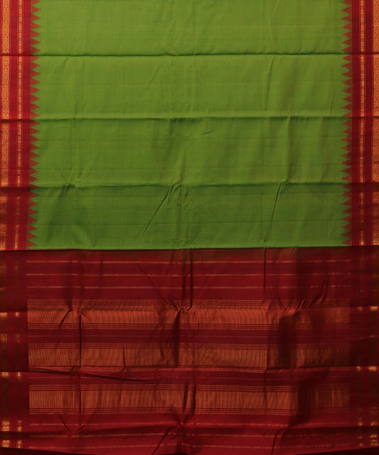 Olive green color Gadwal cotton saree