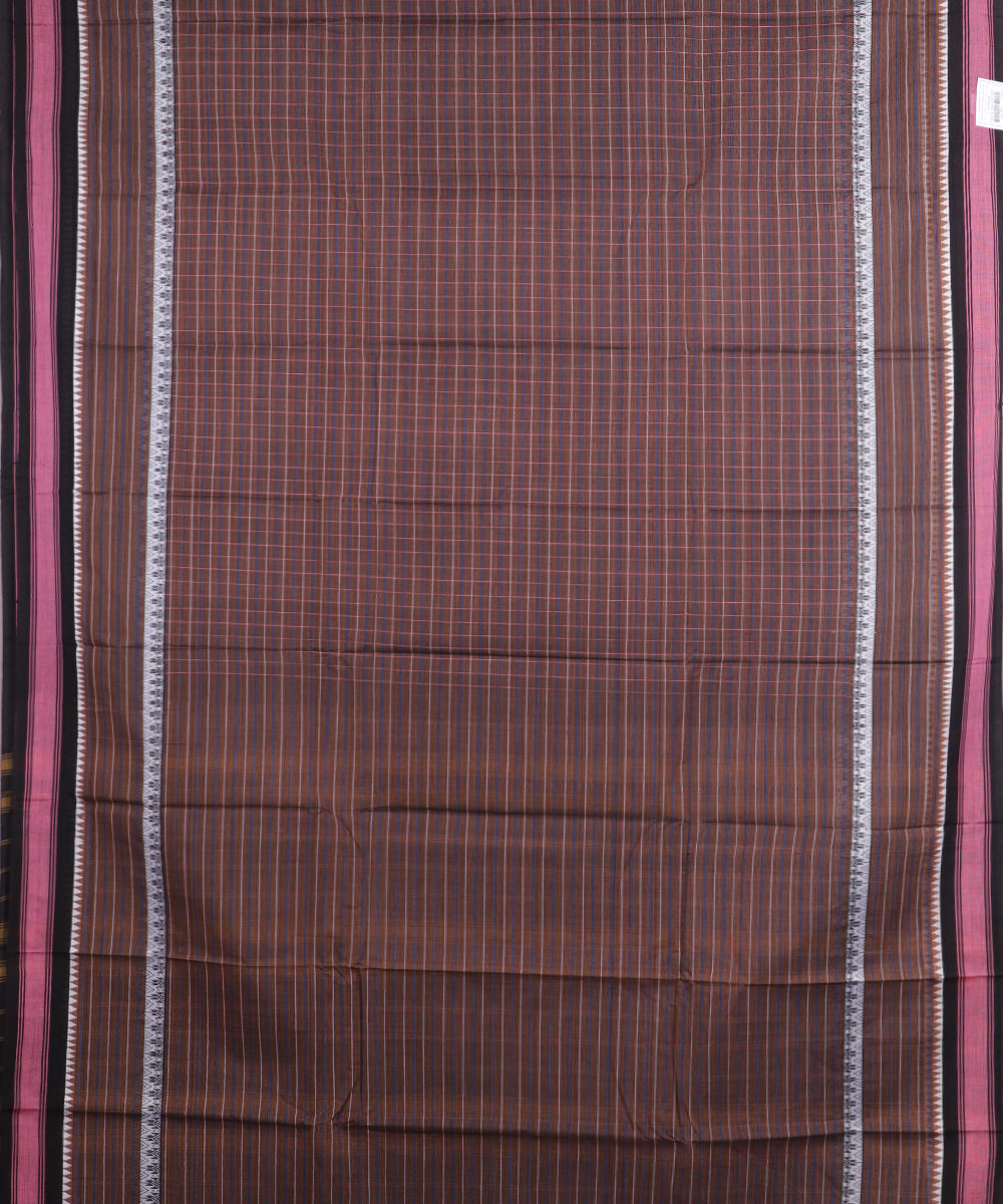 Mocha brown color handloom narayanpet cotton saree